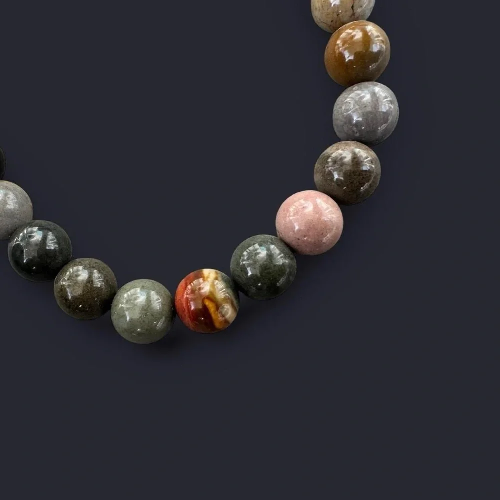 Polychrome Jasper Gemstone Bead Bracelet 8mm